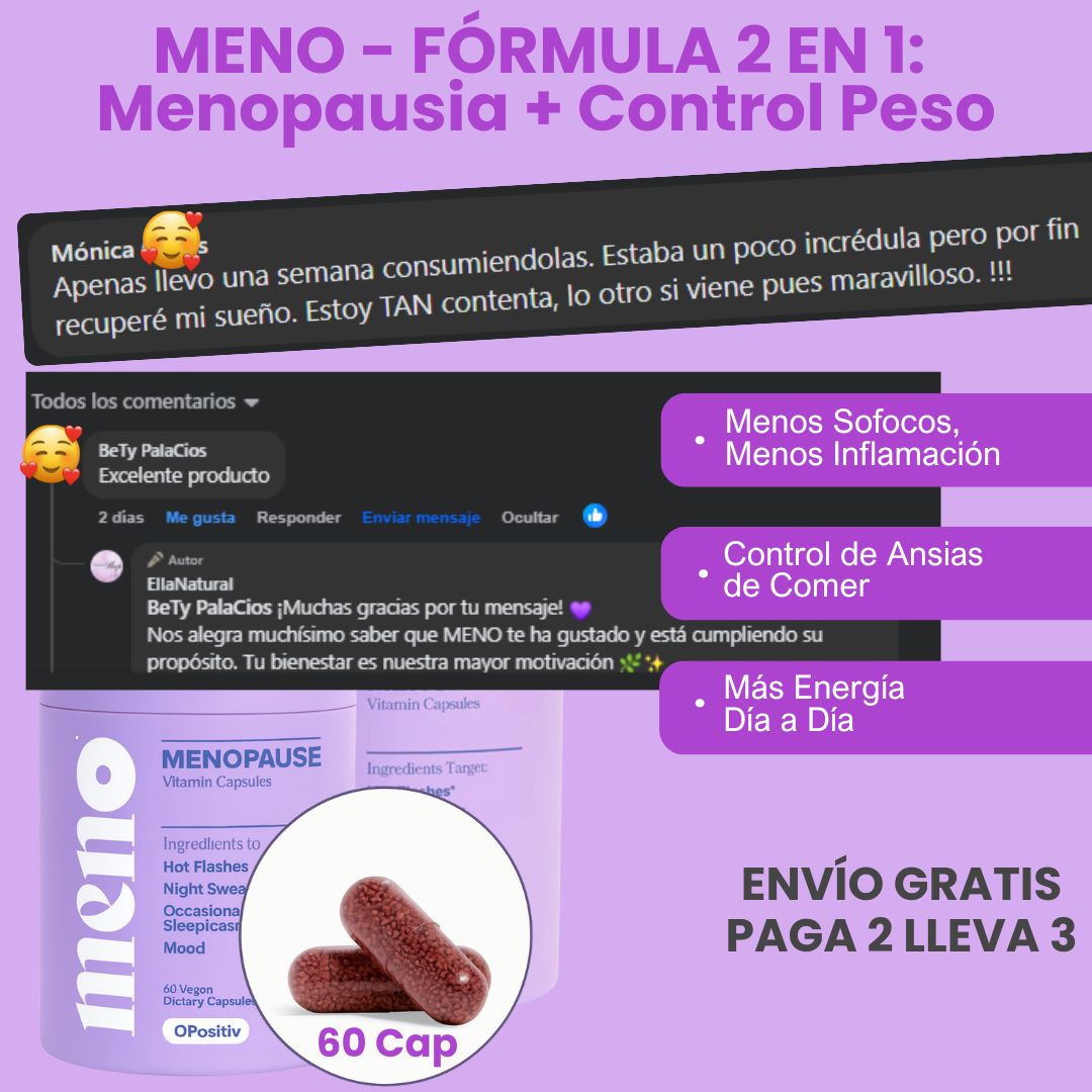 MENO 2 en 1: Fórmula Natural para la Menopausia y Control Peso