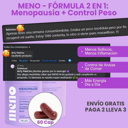 MENO 2 en 1: Fórmula Natural para la Menopausia y Control Peso